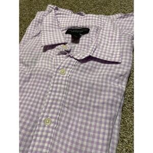 The Men's Store Bloomingdale's Linen Gingham Shirt Orchid Purple Mens L NEW